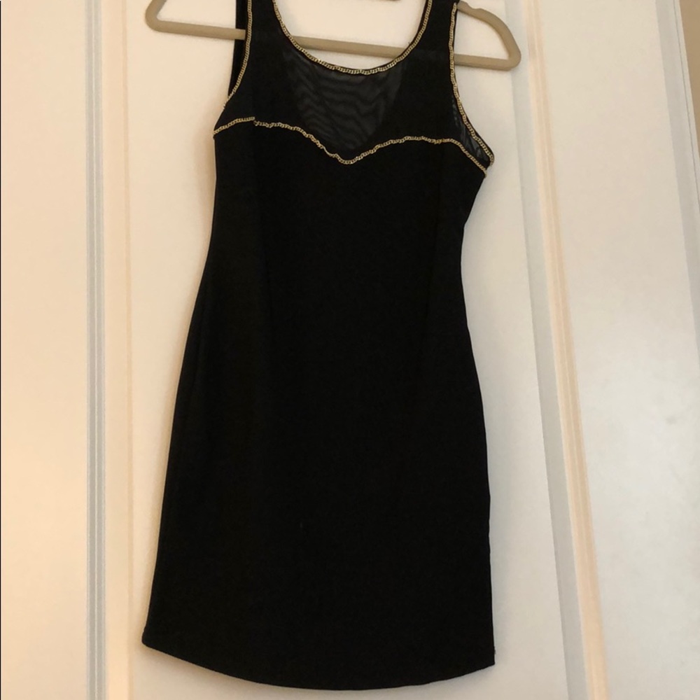 Forever 21 black and gold chain dress